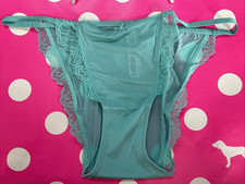 2023 Victoria's Secret Dream Angels Lace String Bikini Panties NEW L Smooth Aqua