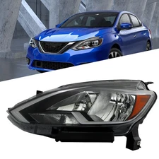 For Nissan Sentra 2016-2018 Driver Left Side Projector Headlight Chrome Halogen
