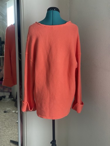 Free People V-Neck Sweater in Vibrant Orange Size S - Picture 4 of 5
