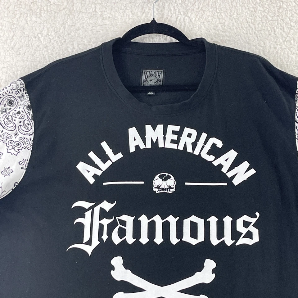 Знаменитые звезды и ремни футболка мужской размер 2 X черный белый короткий рукав ворота - Изображение 2 из 4