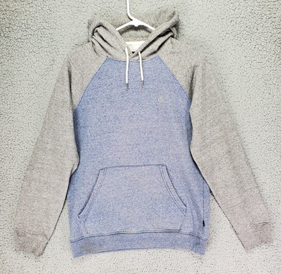 Quiksilver Raglan Hoodie Mens S Blue Grey Surf Skate Essential Lounge