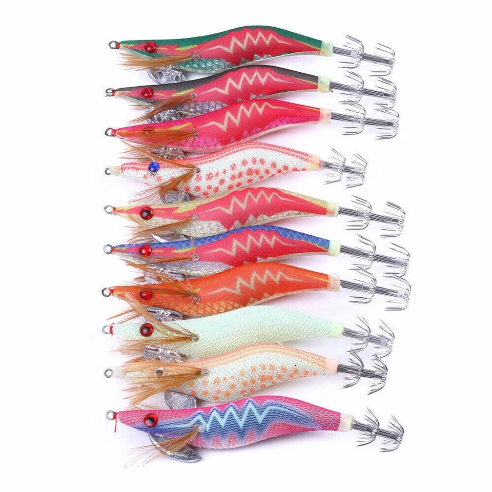 10x/Pack Luminous Shrimp Lures Prawn Octopus Squid Jigs Fishing Bait Saltwater - Image 4 of 4