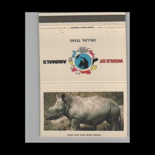 Matchbook Cover World of Animals Dallas TX Hippo
