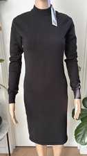Noisy May XS Black Knit Dress Funnel Neck Long Sleeve Bodycon Knee Length NWT