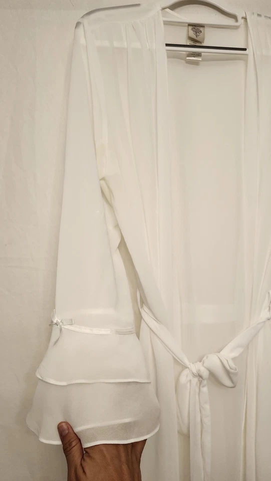 In Bloom by Jonquil Robe Womens Large White Sheer Belted Bridal Bell Sleeve - Image 2 of 4