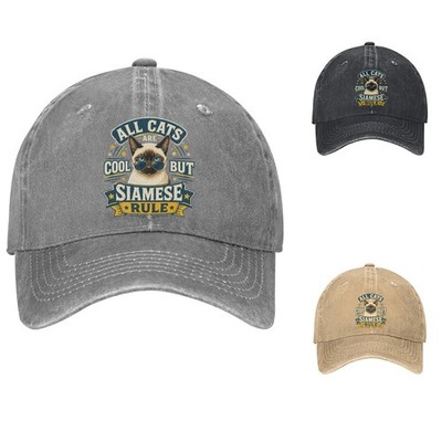 Siamese Cat Sunglasses Dad Hat Funny Cat Baseball Cap
