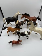 Vintage Plastic Toy Model Horse Figures Saddle Hong Kong Unmarked LOT of 8