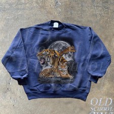 Retro Tiger Sweater,Three Tiger Vintage 90s Style Sweatshirt,, Nature