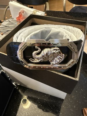 #ad Stefano Ricci crocodile leather belt with an elephant buckle Black. $2800 100 $1625.00