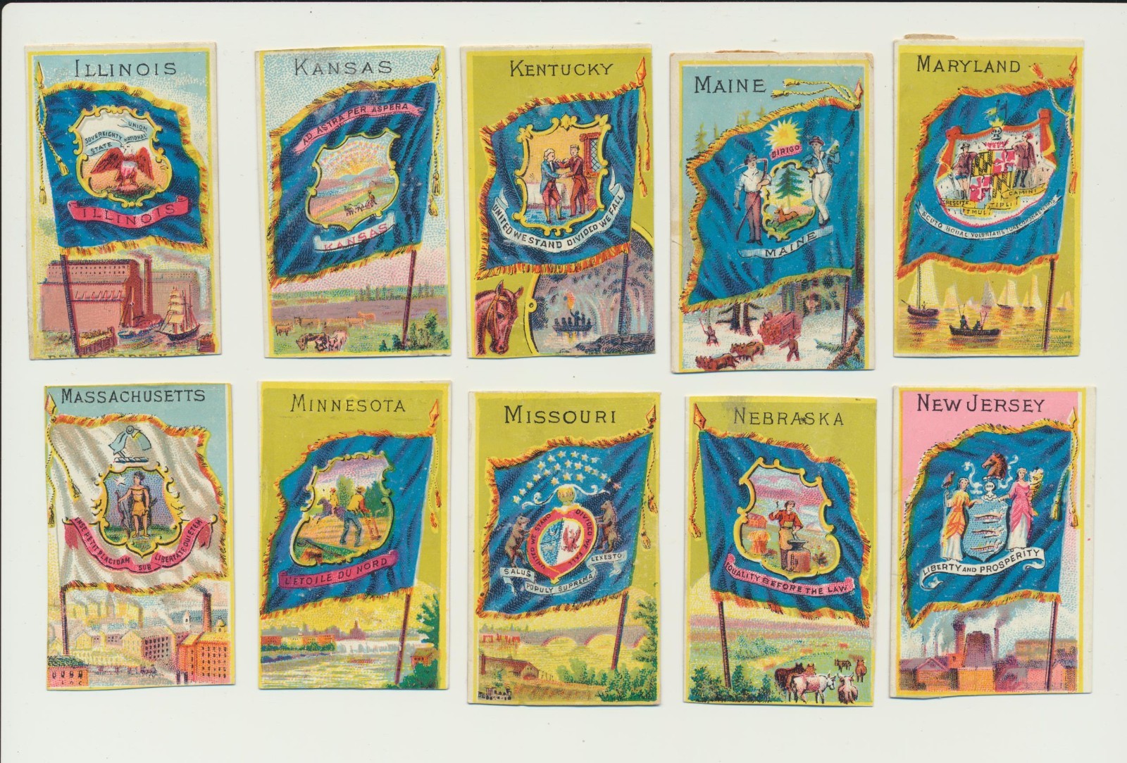 Near set of 32/36 plus 1 dupe 1880-1899 N501 H629 tobacco sized cards of States