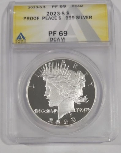 2023-S Peace Dollar ANACS Certified PF69 Deep Cameo .999 Silver Mirror Finish