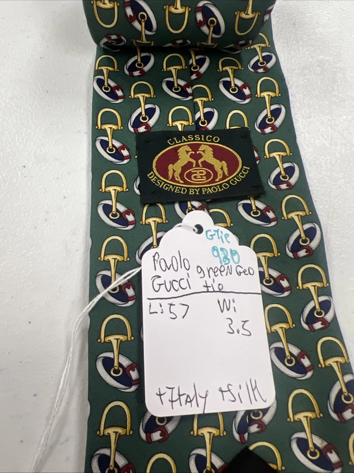 Paulo Gucci мужской зеленый новинка замки шелковый галстук $295 - Изображение 4 из 4