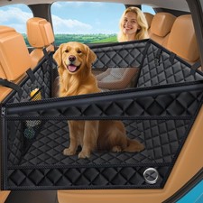Hard Bottom Dog Car Seat for Large Medium Dogs, Dog Back Seat Extender with 3...