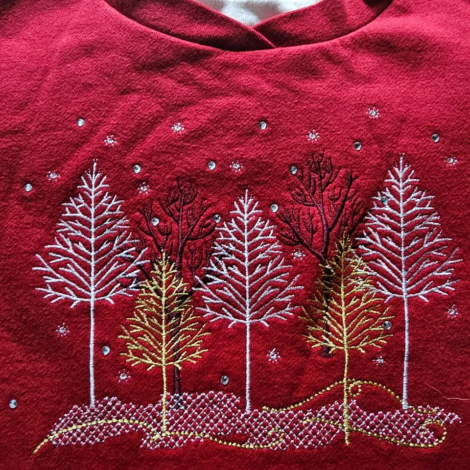 Novo Moletom Feminino S Laura Scott Inverno Árvores Nuas Camada Simulada cravejado Novo sem etiquetas - Imagem 2 de 4