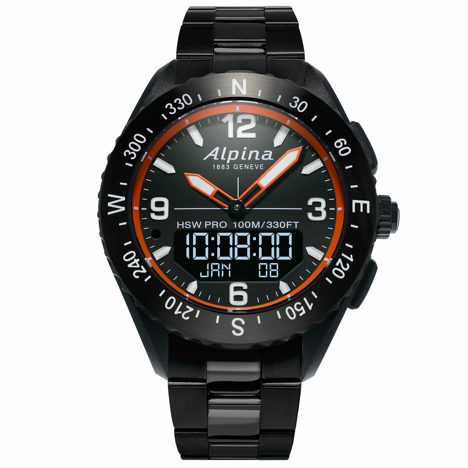 Alpina Men's Smartwatch AlpinerX HSW Black Ana-Digi Dial Bracelet AL-283LBO5AQ6B