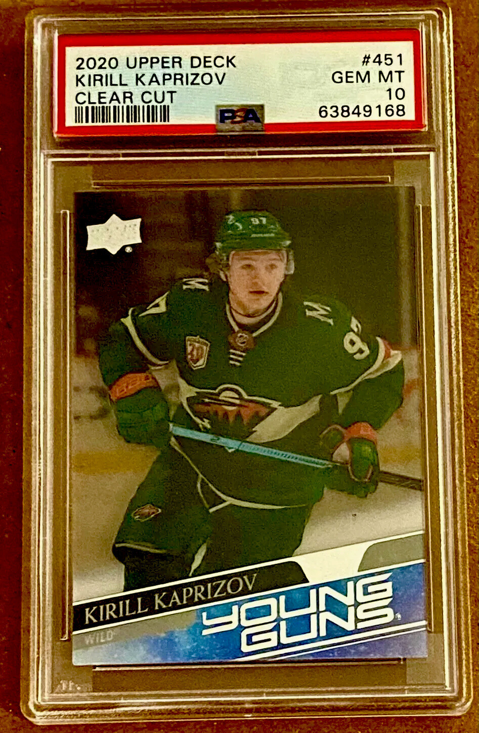 2020-21 Upper Deck Young Guns Clear Cut #451 Kirill Kaprizov PSA 10 Mint