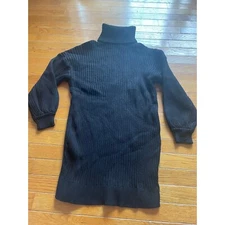 Anrabess Sweater Dress Womens Large Black Turtle Neck cableknit Tunic stretch