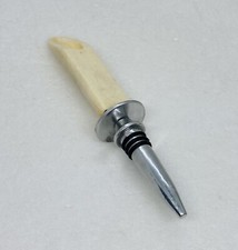 Rare 1950s Scrimshaw Handle Handcarved Wine Bottle Stopper 7” Art Decor 11