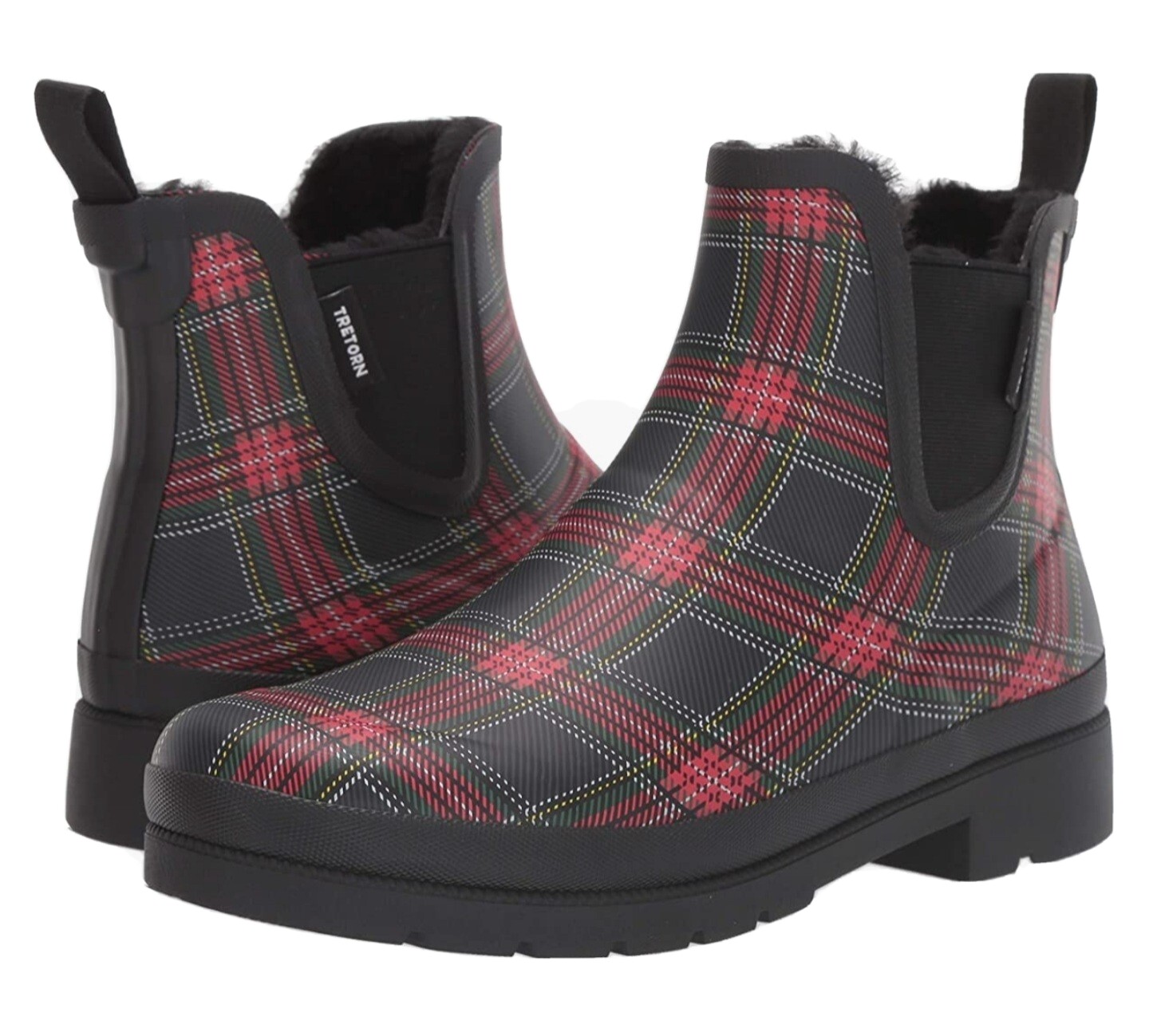 Womens Size 6 Rain Boot Lined Plaid Red 