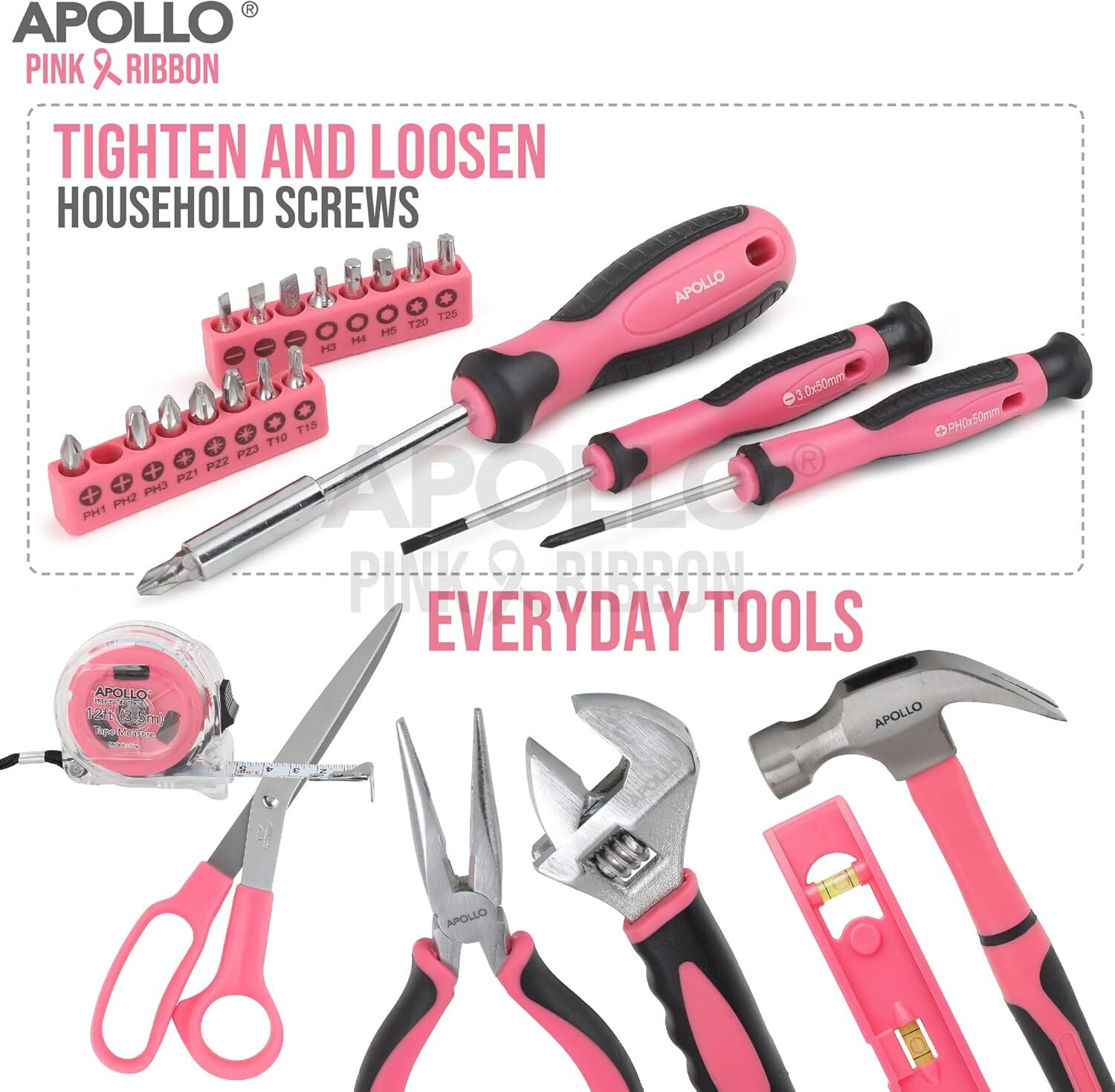 Apollo Pink Tool Kit individual tools close up