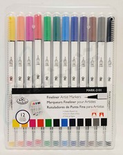 12 Pk Royal  Langnickel Fine Tip Markers Fineliner 0.4mm Colored Artist Drawing