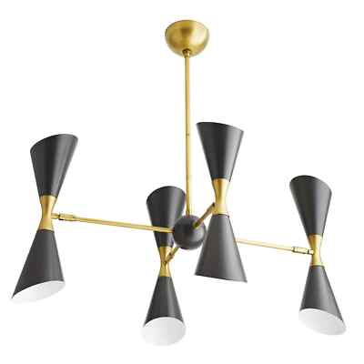 Italian Anterior Chandelier Mid Century Brass Sputnik Stilnovo Ceiling Light