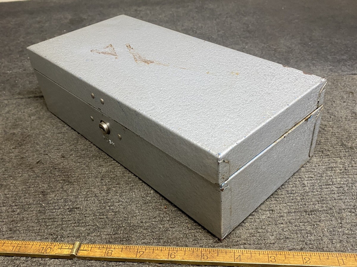 Vintage Metal Lock Box Model 1013 Hammered Gray Finish 12” X