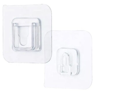 30 Set Double Sided Adhesive Wall Hooks Utility Suction Cup Hanger Holders Clear