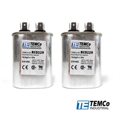 TEMCo 10 uf/MFD 370 VAC volts Oval Run Capacitor 50/60 Hz -Lot-2