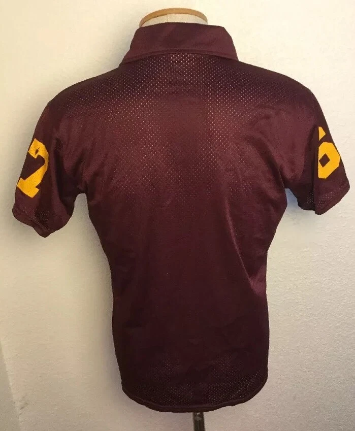 SPEEDLINE verdadero vintage años 60 70 escuela secundaria fútbol malla polo GRANDE granate Foto 4 de 4