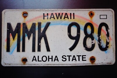 HAWAII LICENSE PLATE 🌈 RAINBOW ALOHA STATE #MMK 980 *Expired* | eBay
