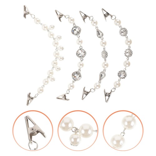 4 Pcs Vintage Sweater Clip Scarf Chain Shirt Dress Cardigan Man Women's