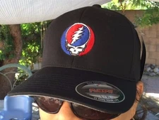 Grateful Dead Steal Your Face Embroidered Flexfit Ball Cap Black, Navy or Olive 