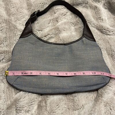 Y2K 2000s Banana Republic Pale Blue Jute/Cotton Hobo Shoulder