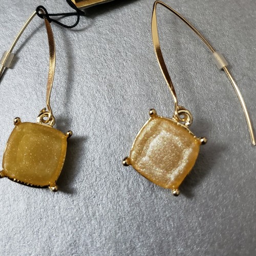 Joan Rivers Earrings Mustard Pumpkin Glittering Goldtone Drop Dangle Fall Season - Picture 5 of 8