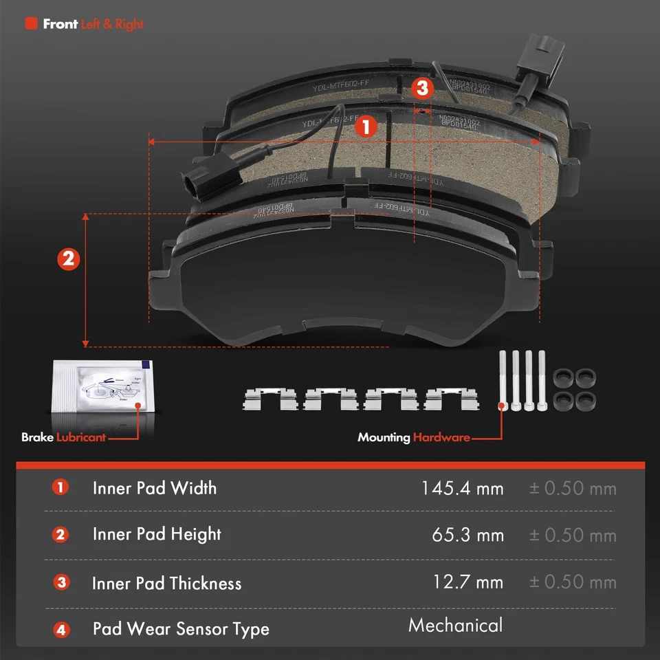 12 передних и задних дисковых тормозных дисков и керамических тормозных колодок для Ram ProMaster 1500 - Изображение 4 из 4