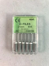Mani Dental Root Canal Endo Stainless Steel K-files 21mm Size #08 30 Files/pk