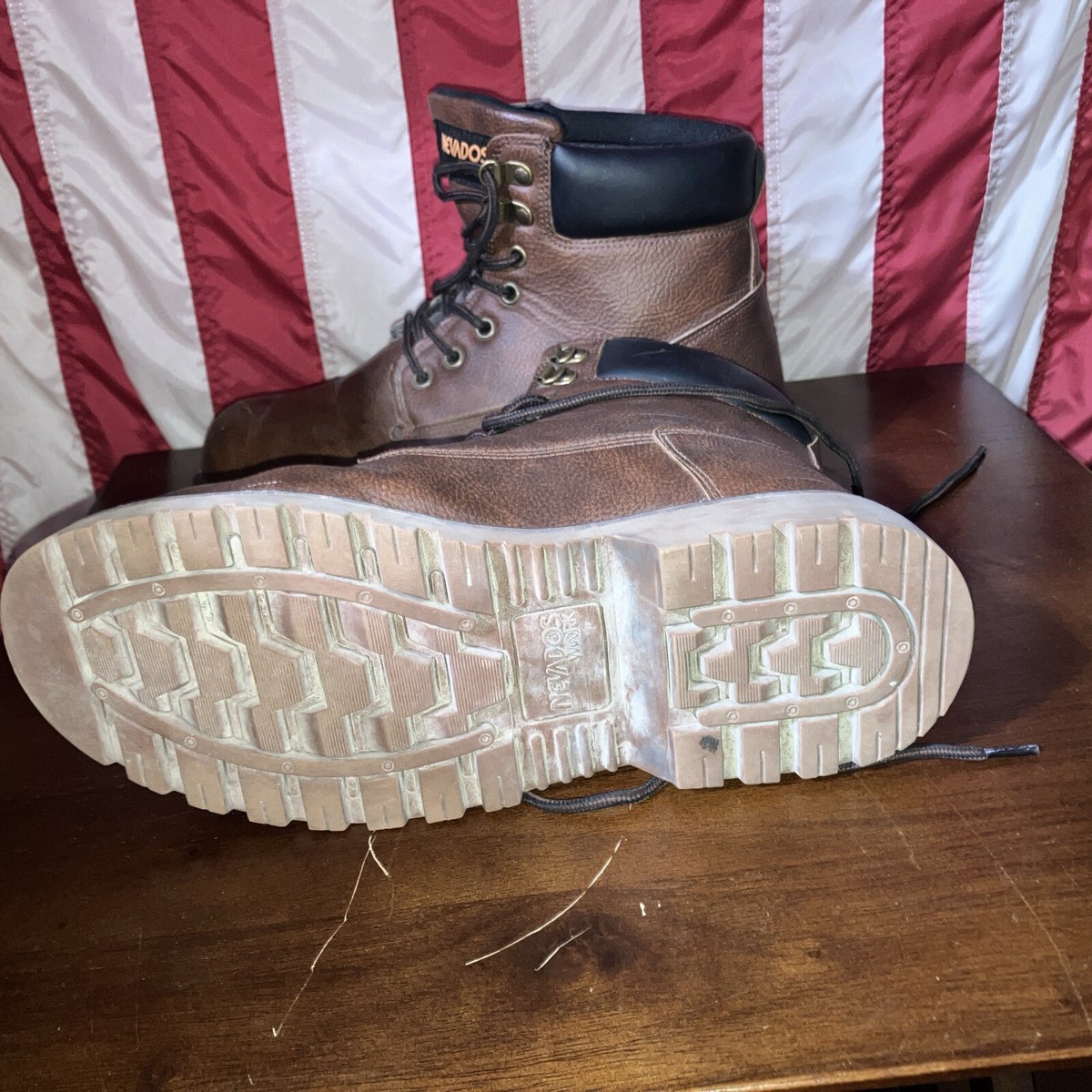 Nevados Mens Work Hard Toe Boots Brown Lace Up Thick Tread  display picture 3
