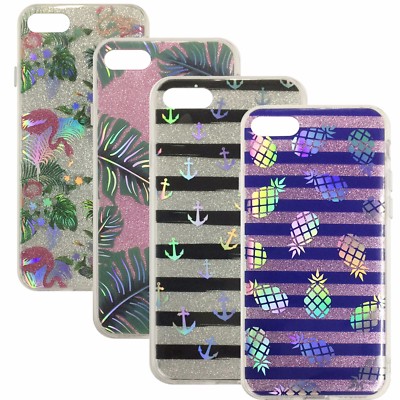 ^ FUN CASE mi Motiv Back Case Glitzer Glitter Cover Hülle Apple iPhone 7 Plus 