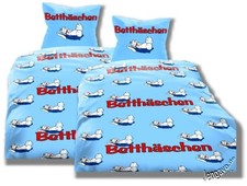 Microfaser Bettwäsche Garnitur blau Set 4-teilig 135x200 Ostern Hasen