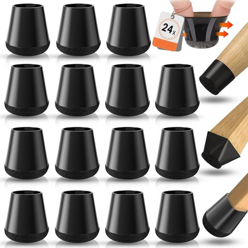 24 Stück Klein Stuhlbeinkappen,Schwarz Schutzkappen Für Stuhlbeine Mit Filz - Bild 5 von 18