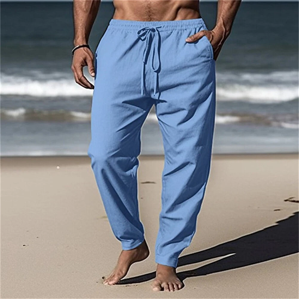 Mens Flax Pants Athletic Running Sweatpants Casual Hip Hop Trousers