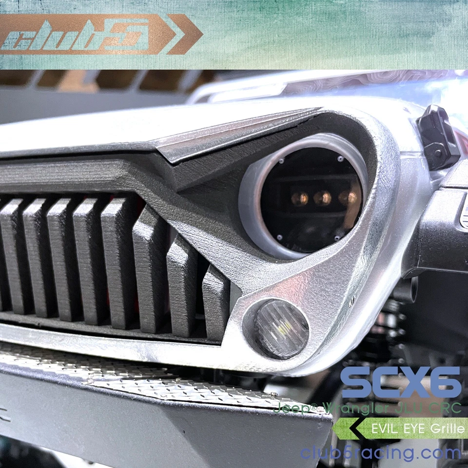Scale Front "Evil Eye" Grille Overlay for SCX6 Jeep JLU Wrangler - Image 3 of 4