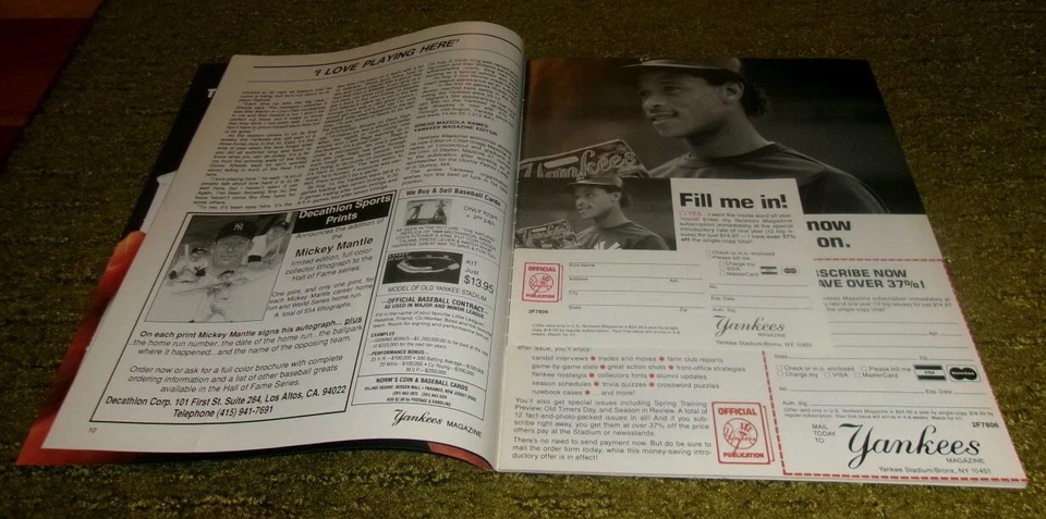 Very Rare VINTAGE 1988 NY New York YANKEES MAGAZINE Game PROGRAM DAVE RIGHETTI - Image 2 of 4