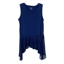 Attitudes by Renee Womens Tunic XL Sleeveless Navy Spring Mesh Fairy Whimsy Goth