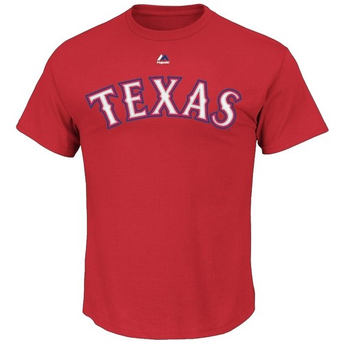 Majestic MLB Texas Rangers #11 Darvish Button Up Red Jersey Shirt