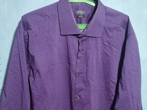 VAN HEUSEN FLEX Men's Slim Fit Stretch Long Sleeve Dress Shirt Size L 17.5 34/35 - Picture 2 of 9