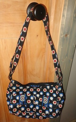 HTF RETIRED VERA BRADLEY NIGHT OWL BLACK & BLUE LIBBY PURSE SHOULDER BAG
