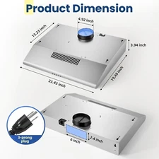 24" Under Cabinet Range Hood 280CFM Ducted/Ductless Stainless Steel Cooking Vent