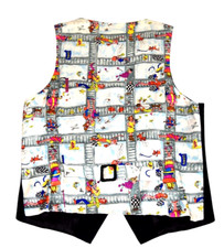 Vintage Nicole Miller Silk Vest Size M 90s Colorful Shoppers on Escalators